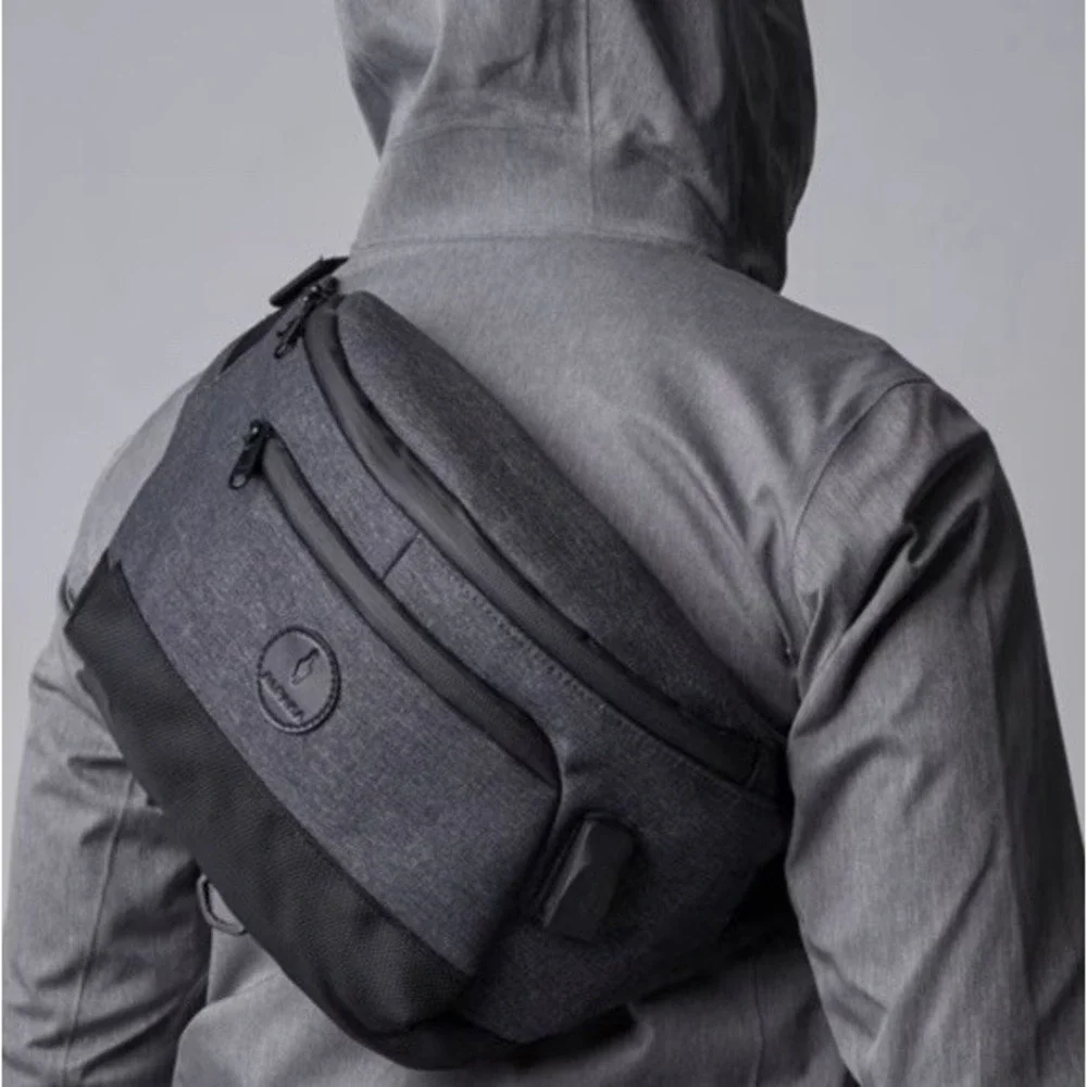 (6)Alpaka Bravo X Sling Bag Grey Marl Crossbody USB Port Travel Messenger Tech